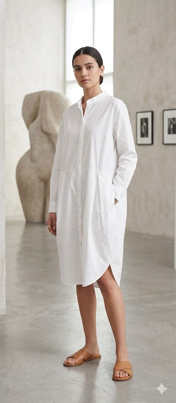 COS White Crisp Cotton Button Up Shirt Dress US 12 Minimalist